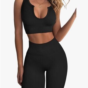 Black Ribbed Women's Leggings